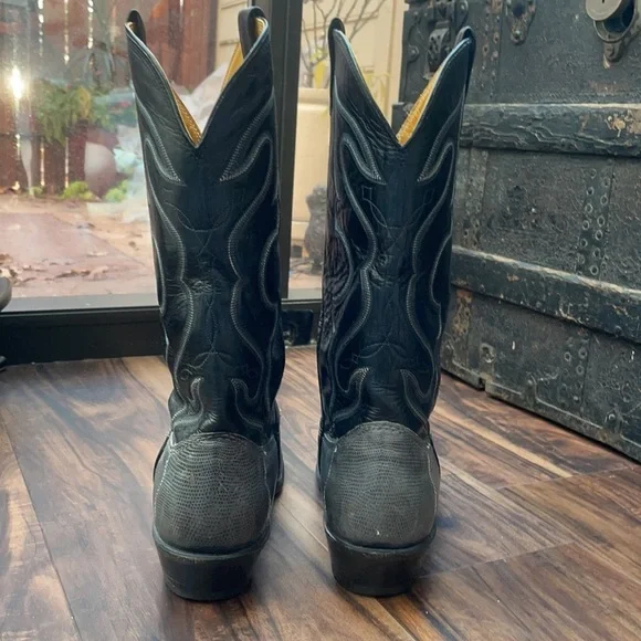 Nocona Gray Cowboy Western Boots Gray Teju Lizard & Leather Men's size 8.5 EE - Picture 6 of 15